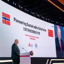 Den 16. oktober åpnet Kong Harald "Norway - China Business Summit 2018" i Beijing. Foto: Heiko Junge / NTB scanpix